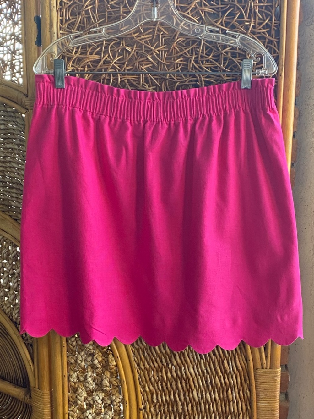J. Crew Hot Pink Scallop Hem Mini Skirt Pockets Size 14 Great Condition